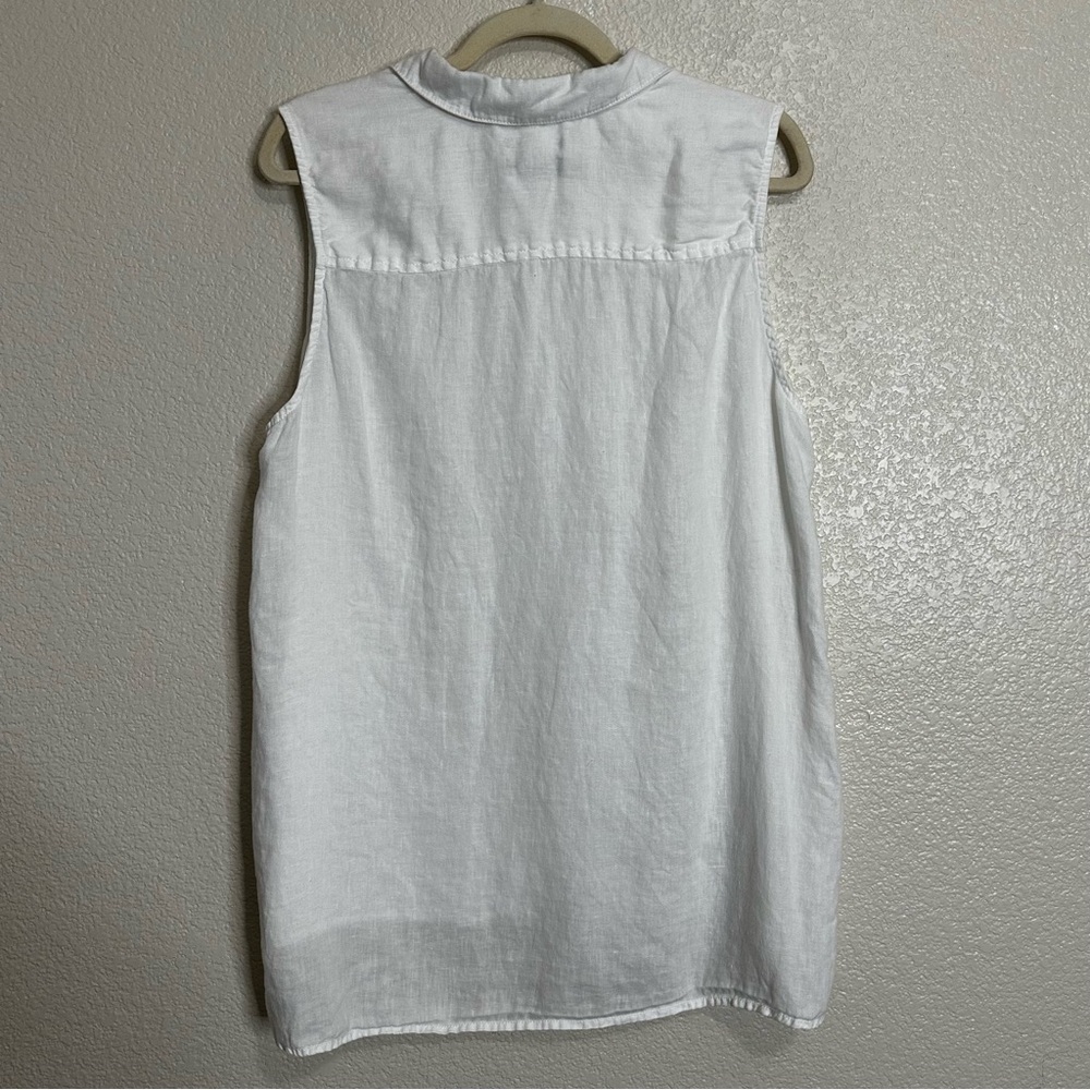 Jones New York 100% Linen White Sleeveless Button Down Tunic Top, Size XL - Picture 6 of 11